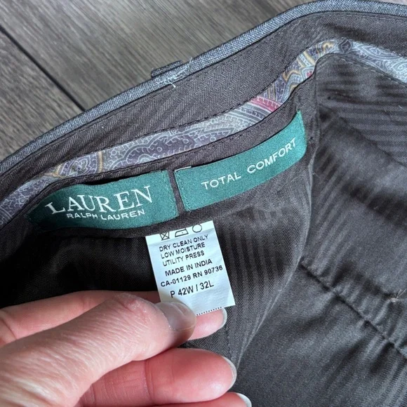 NWT Lauren Ralph Lauren Total Comfort Charcoal Gray Wool Dress Pants 42 X 32 - Picture 5 of 10